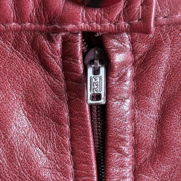 Vintage Montgomery Ward The Tannery Leather Skirt 17/18 Wine Red Knee Length - Picture 4 of 15